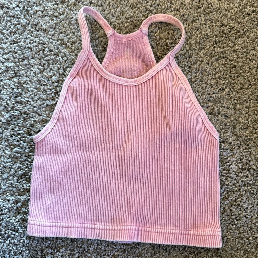 Free People Movement Pink Ribbed Tank Top